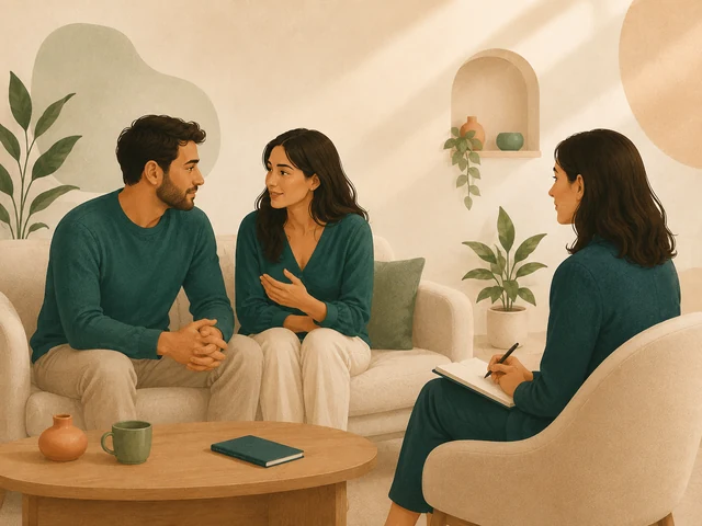 زوجی رو‌به‌روی هم بر مبل، در حال گفت‌وگو